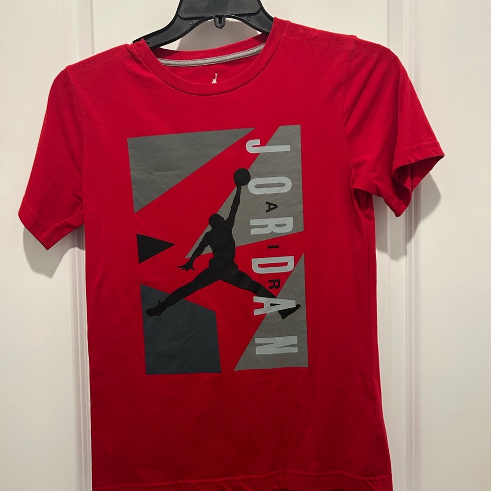 Jordan Red and Gray Short Sleeve Tee
